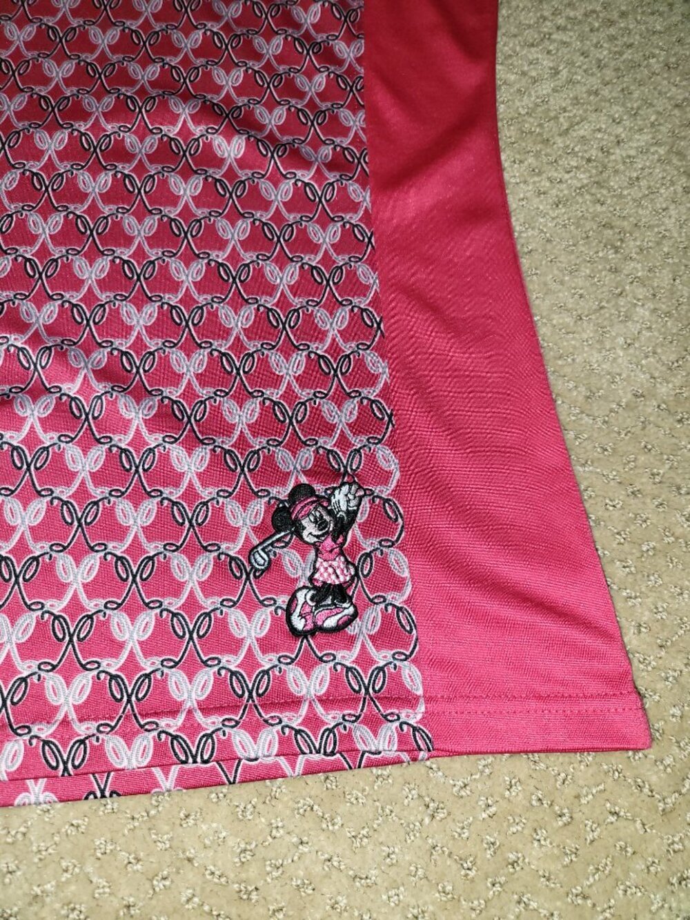 Birdy & Grace Minnie Mouse Golf Polo Shirt Women's Large Pink Disney Quarter Zip